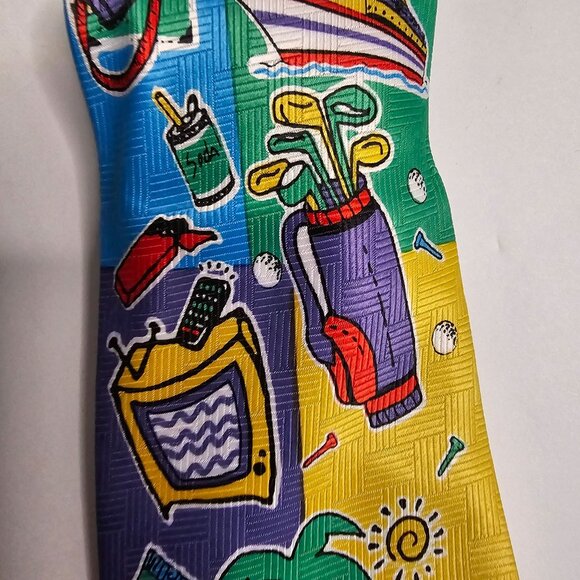 Neck Tie Novelty Retired & Loving It Necktie Big "Tie"Mer Polyester - Picture 5 of 12